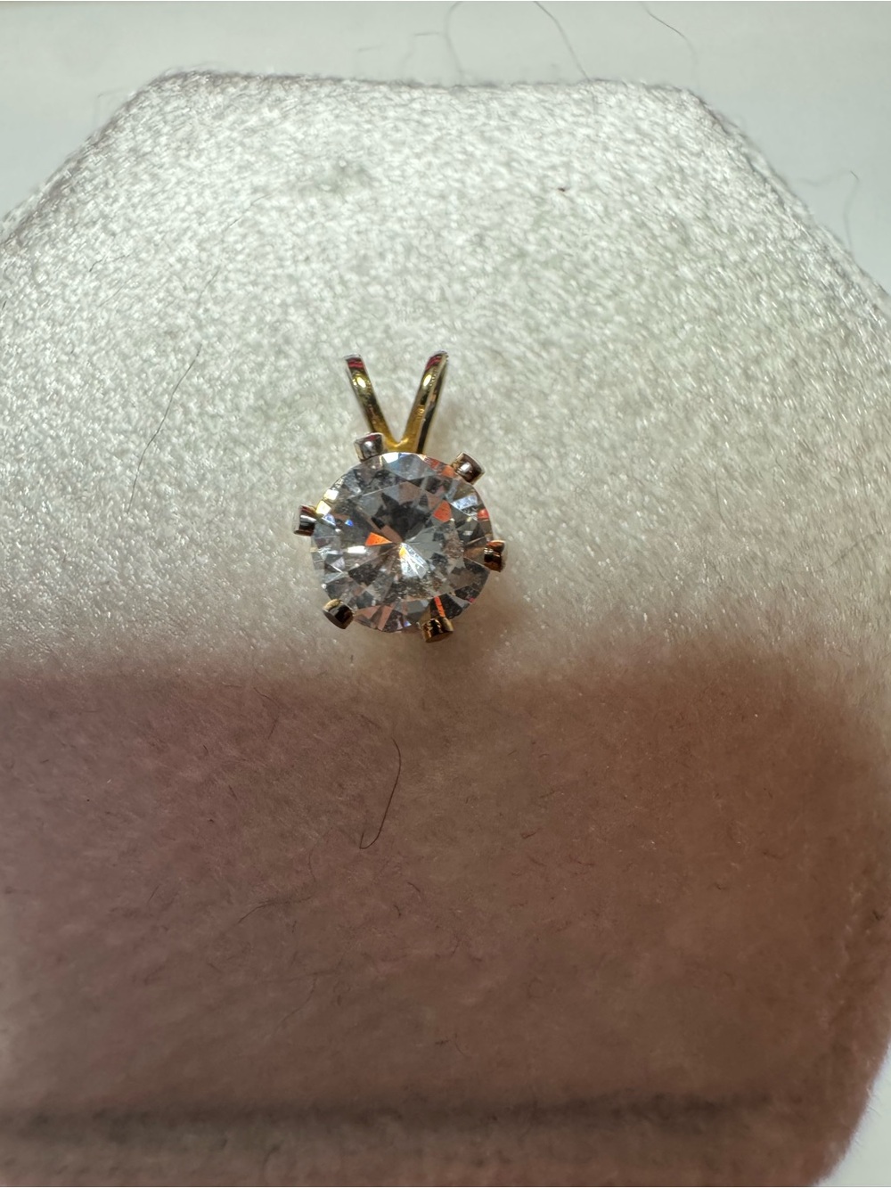 Gold Plated Pendant with White Stone